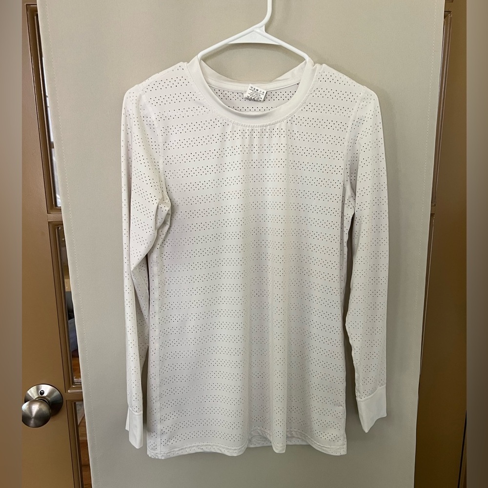 Zyia Womens Medium White Active Work Out Long Sleeve T-Shirt